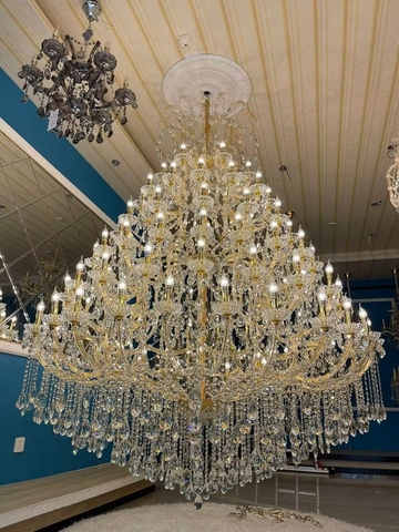 Italian Luxury Gold Plated Crystal Chandelier – Double Cap Design